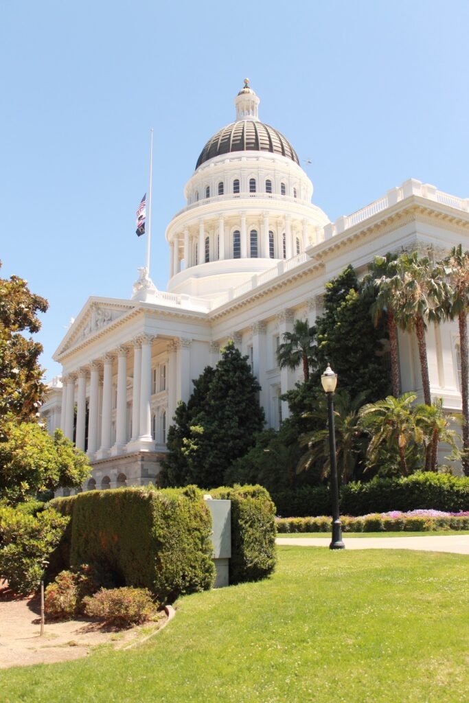 California State Capitol building dome in downtown Sacramento, CA — local landmark in ABD Inspections SB 721 and SB 326 deck and balcony service area