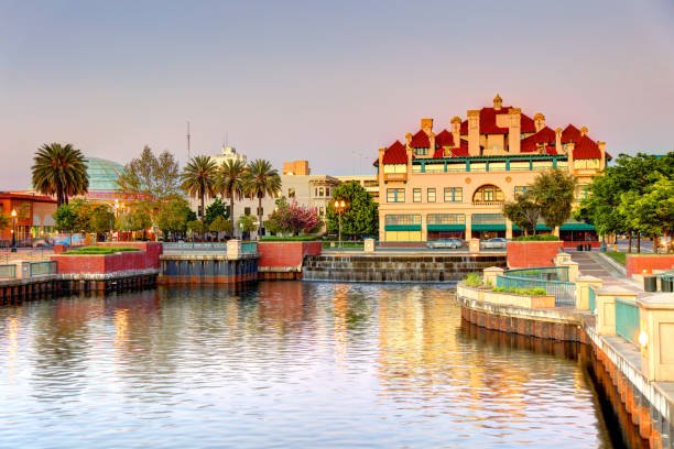 Stockton waterfront and Mexican Heritage Center on the Stockton Channel — landmark in ABD Inspections San Joaquin County deck and balcony service area