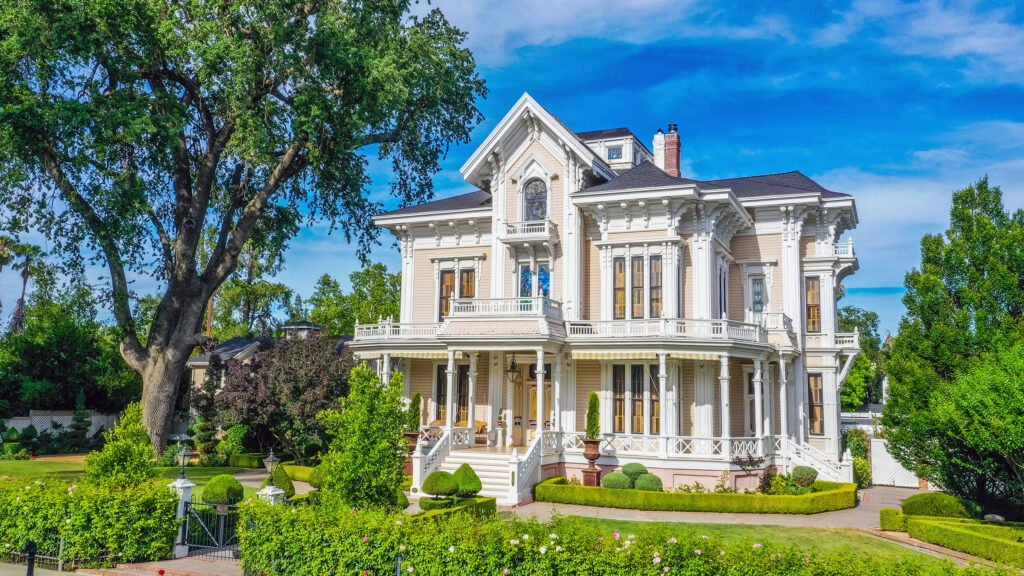 Gable Mansion historic 1885 Italianate Victorian with wraparound porch and upper balcony in Woodland, CA — landmark in ABD Inspections Yolo County deck and balcony service area