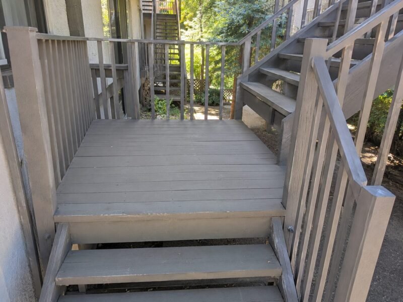 Stair landing documented in sound condition during the Vacaville SB 721 inspection